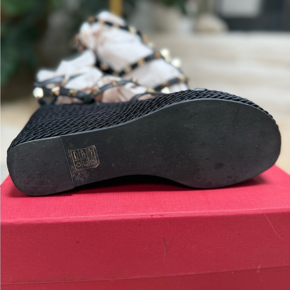 Valentino Black Studded Wedge Sandals 39 - Picture 3 of 6